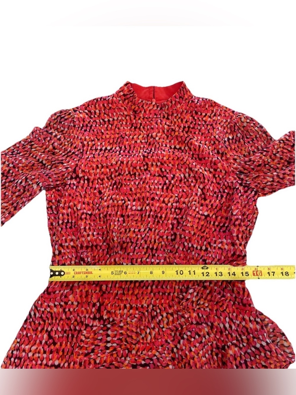 SALONI Red Printed Isa Ruffle Silk Midi Dress US 8/UK 12 MSRP $695 - Picture 14 of 16